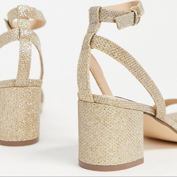 London Rebel kitten heel sandal gold - Picture 2 of 3